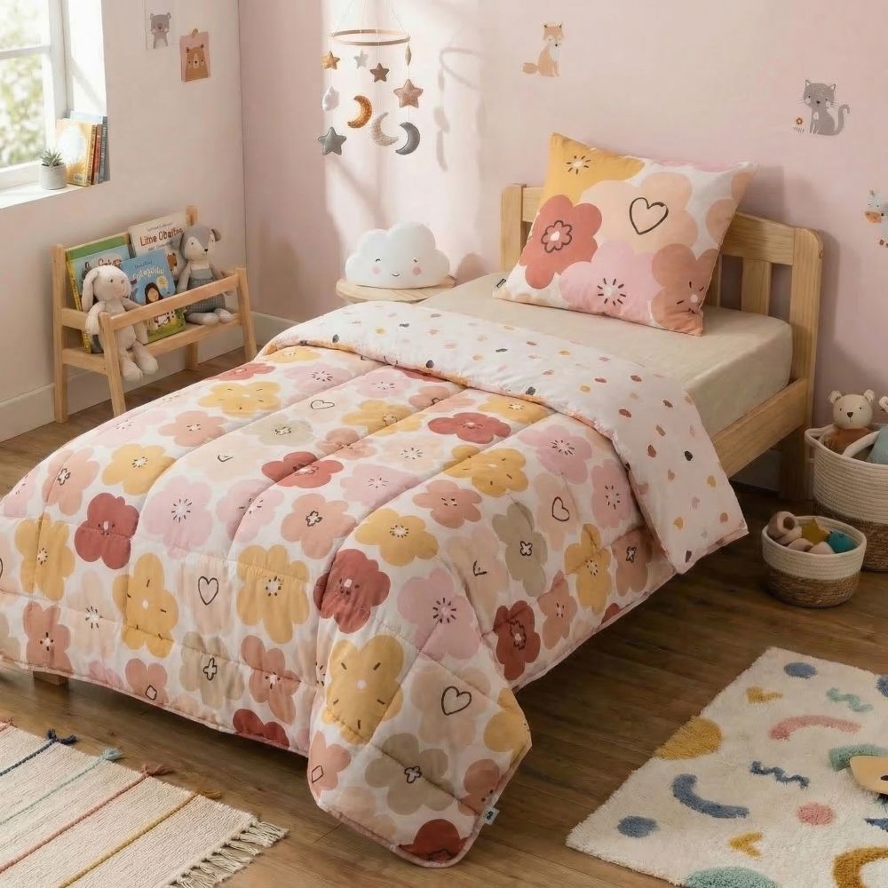 Printed duvet cover 140x200 cm + 1 pillowcase, Hortense cotton