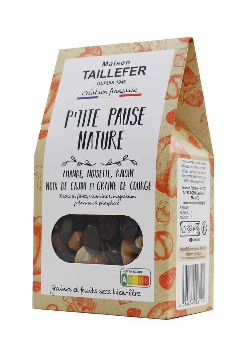 P'tite pause nature - melange amande, noisette, cajou, courge, raisin 150g