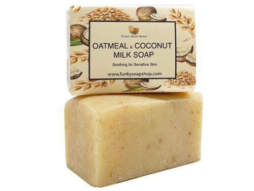 Oatmeal & Coconut Milk Soap, Fragrance Free, Natural & Handmade, Approx 120g