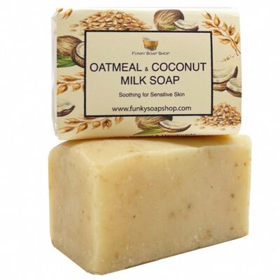 Oatmeal & Coconut Milk Soap, Fragrance Free, Natural & Handmade, Approx 120g