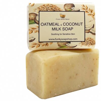 Oatmeal & Coconut Milk Soap, Fragrance Free, Natural & Handmade, Approx 120g