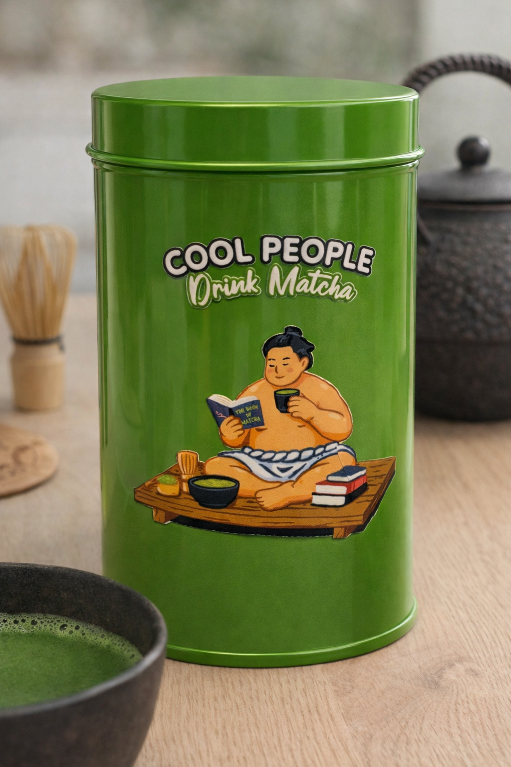 BOÎTE EN MÉTAL COOL PEOPLE DRINK MATCHA (VERT)