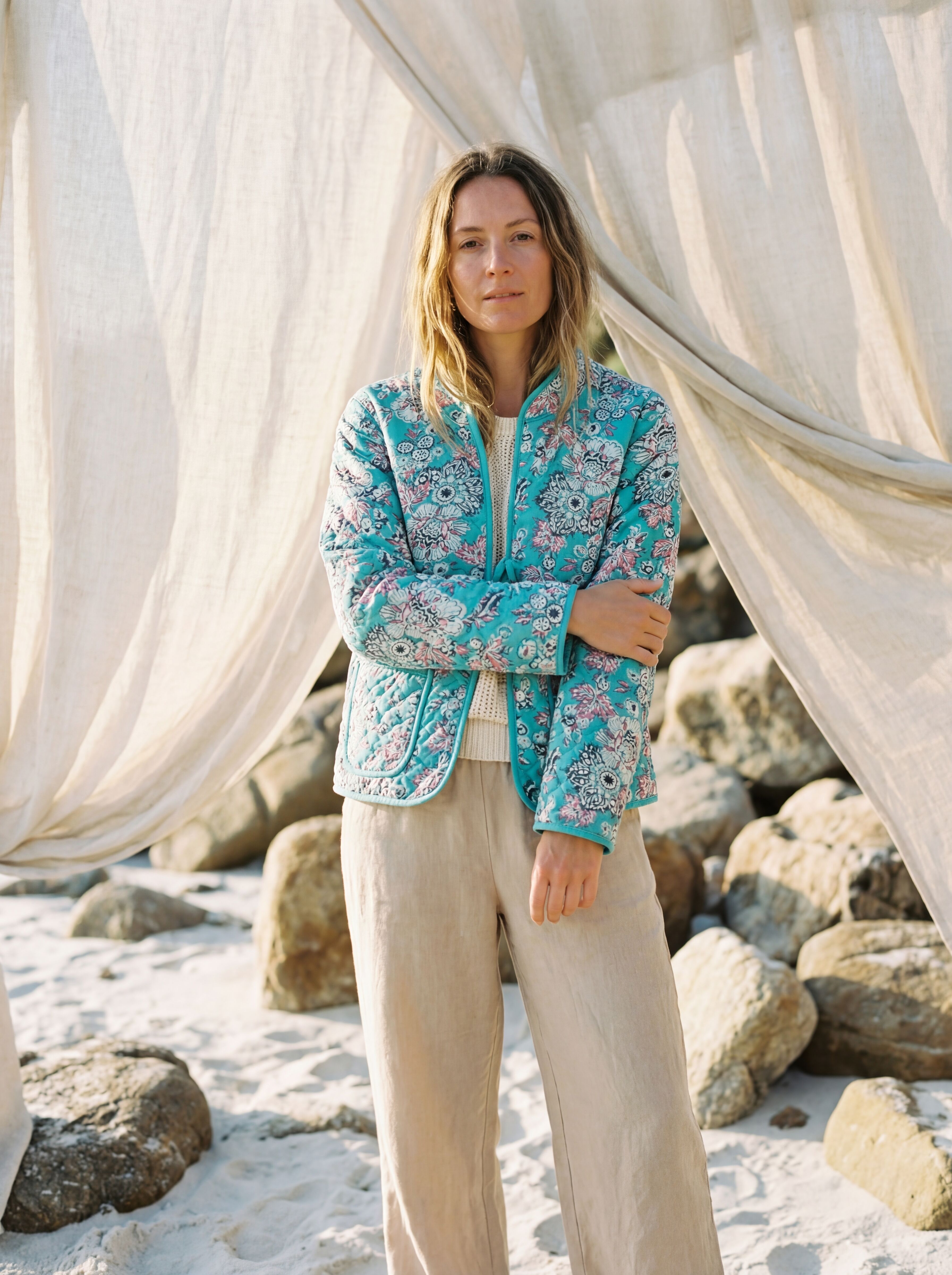 Block Printed Quilted Jacket, Reversible Summer Jacket