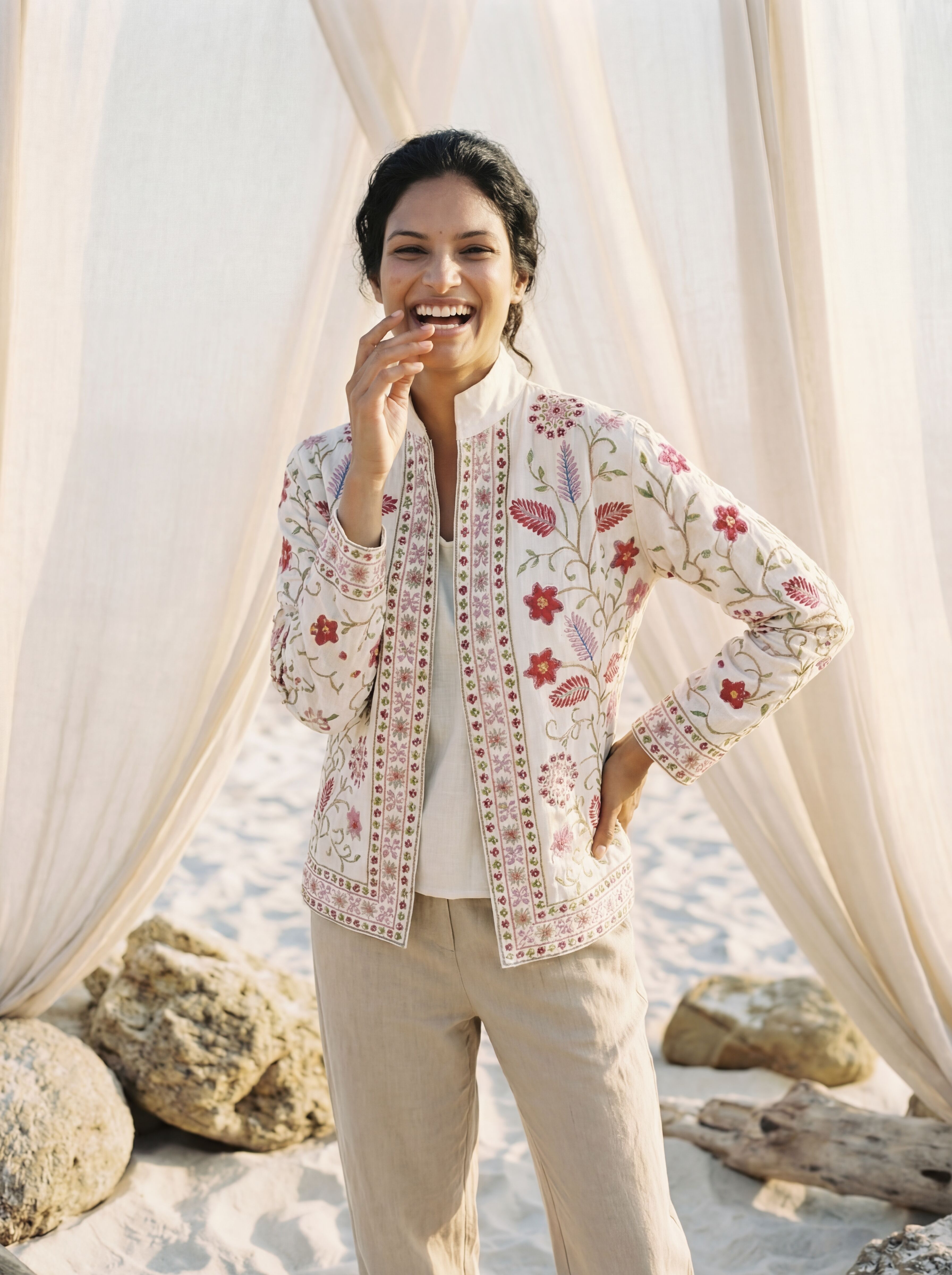 Kaya Suzani Embroidery Jacket, Summer Quilted Jacket Cotton