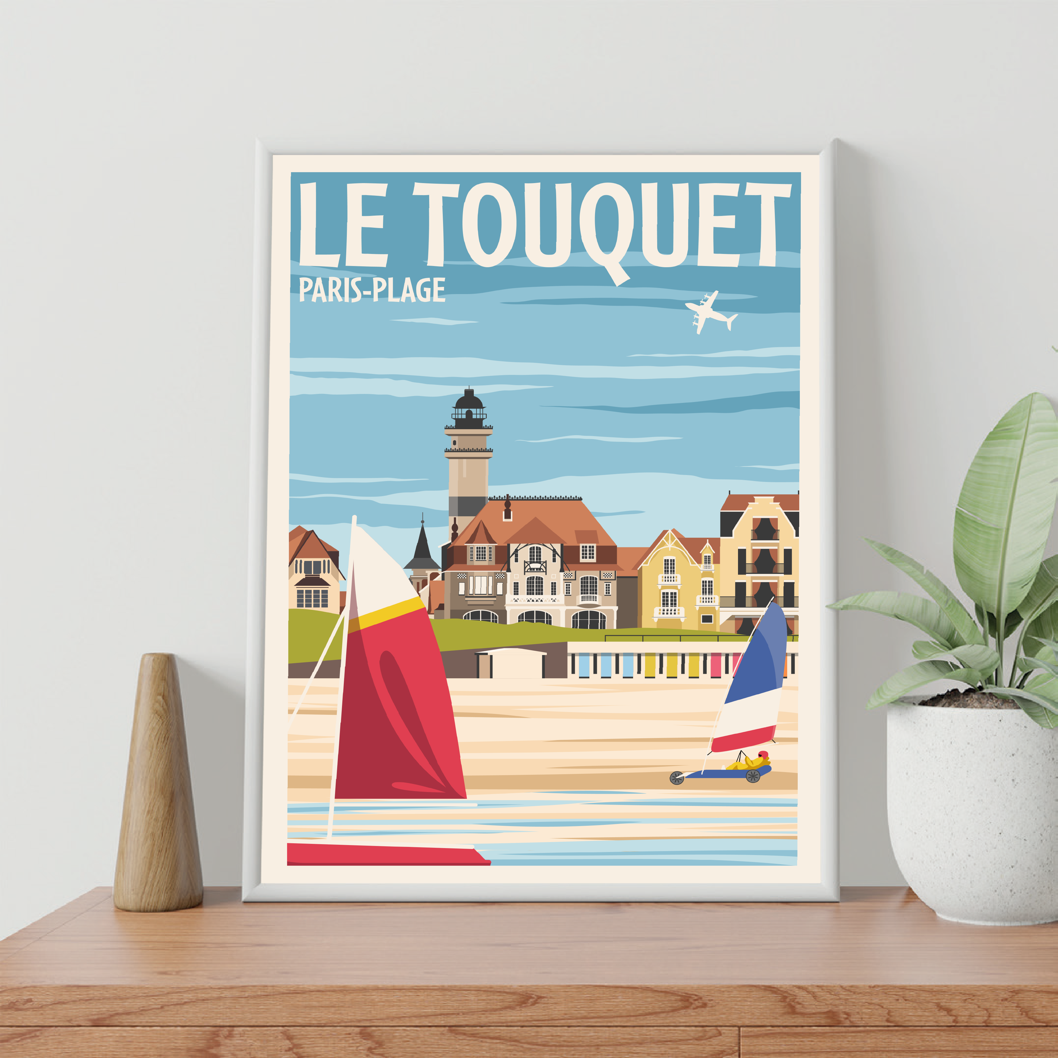 POSTER 30 CM BY 40 CM LE TOUQUET LAND SAILING (BLUE)
