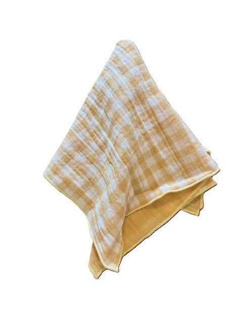 2 Double Gauze Cotton Napkins – Wheat Gingham – 40x40 cm
