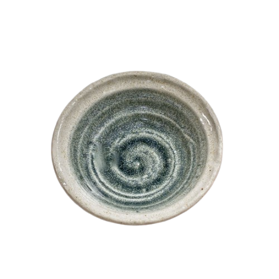 White Arabori bowl for appetizers or desserts, black and blue kohiki jp