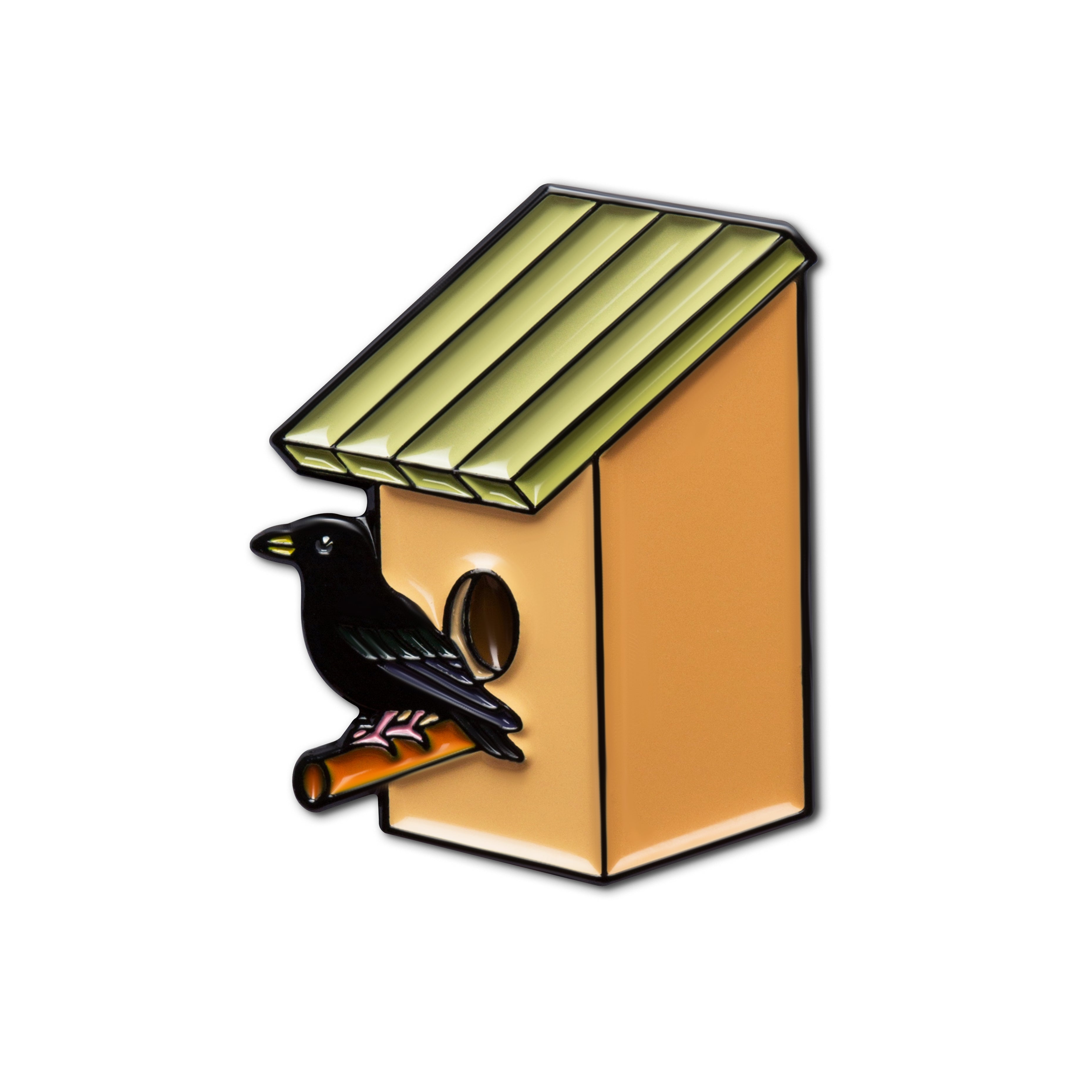 Emaille-Anstecknadel „Staren-Vogelhaus“