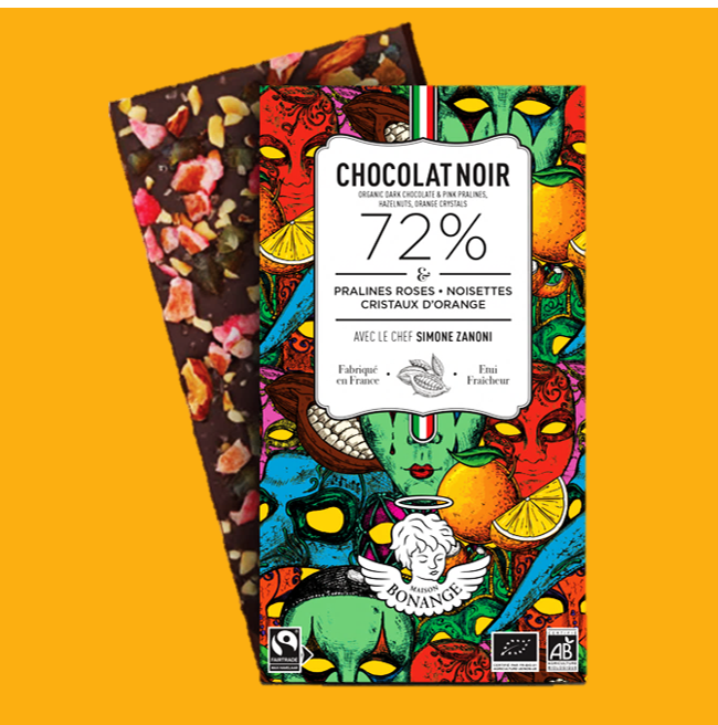 Tablette Chocolat Noir 72% Bio FT Carnevale di Venezia 80g - collaboration chef Simone Zanoni