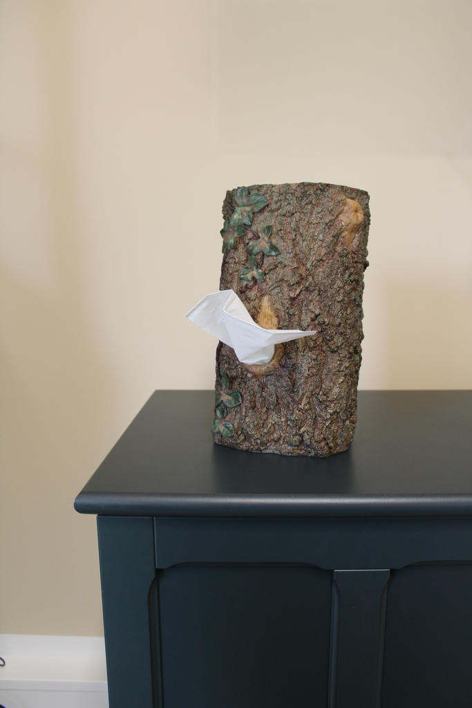 Tissue dispenser tree trunk