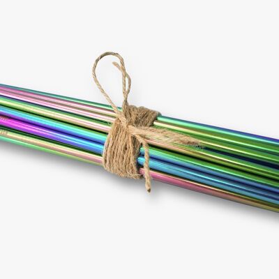 Rainbow straight stainless steel metal straw