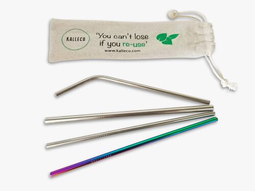 Customise your pack of Stainless Steel Metal Straws x4 Pack + Cleaner