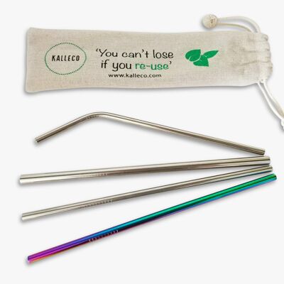 Customise your pack of Stainless Steel Metal Straws x4 Pack + Cleaner