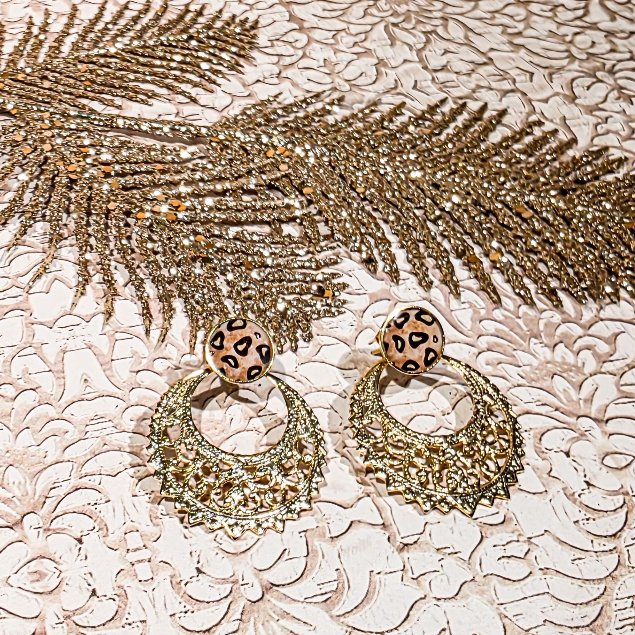 Boucles 2 en 1 créoles et puces léopard graou Fête des mères Cadeau Maman Noël