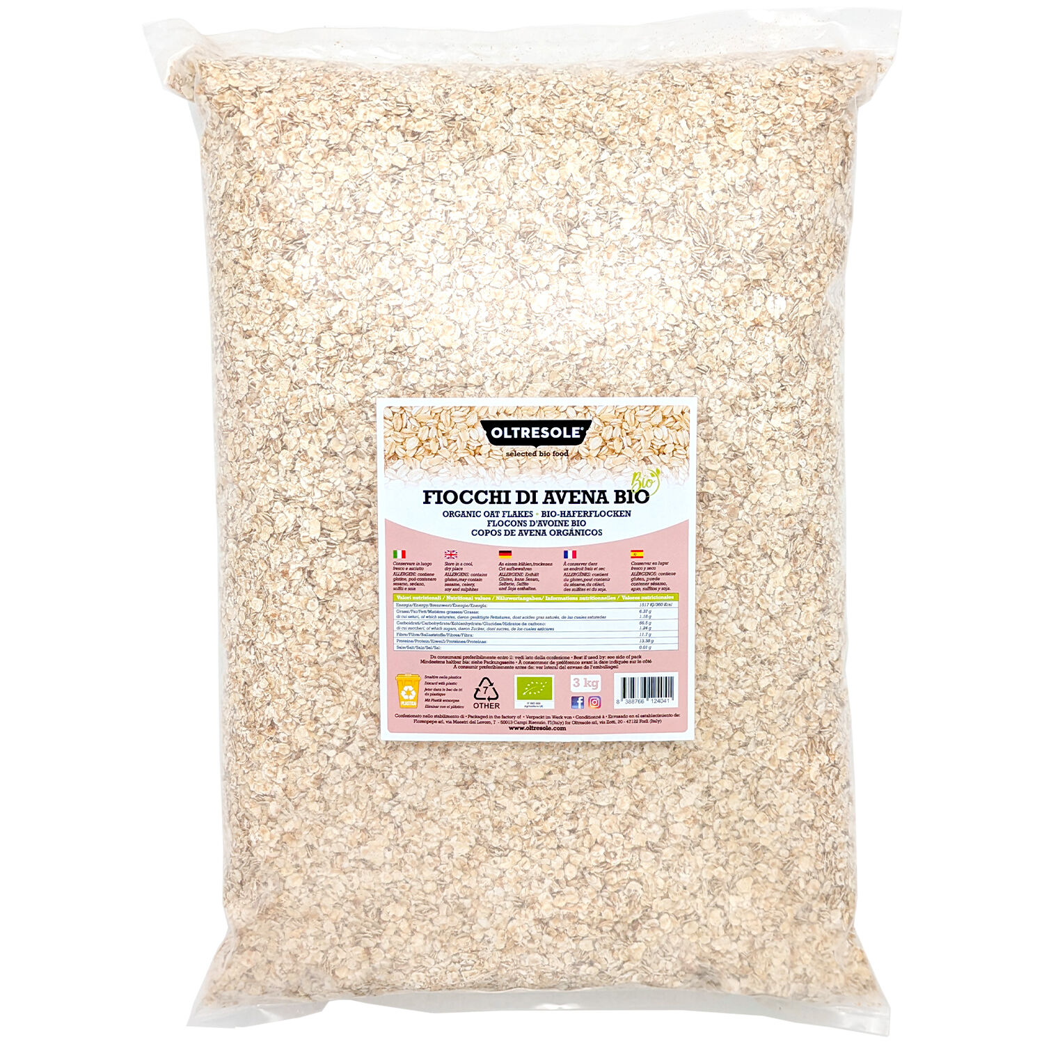Copos de avena orgánica 3 kg