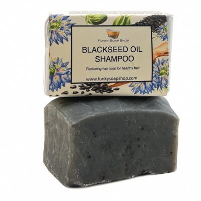 Barre de shampooing solide pour les cheveux et le corps à l'huile de graine noire, naturelle et faite à la main, environ 120 g
