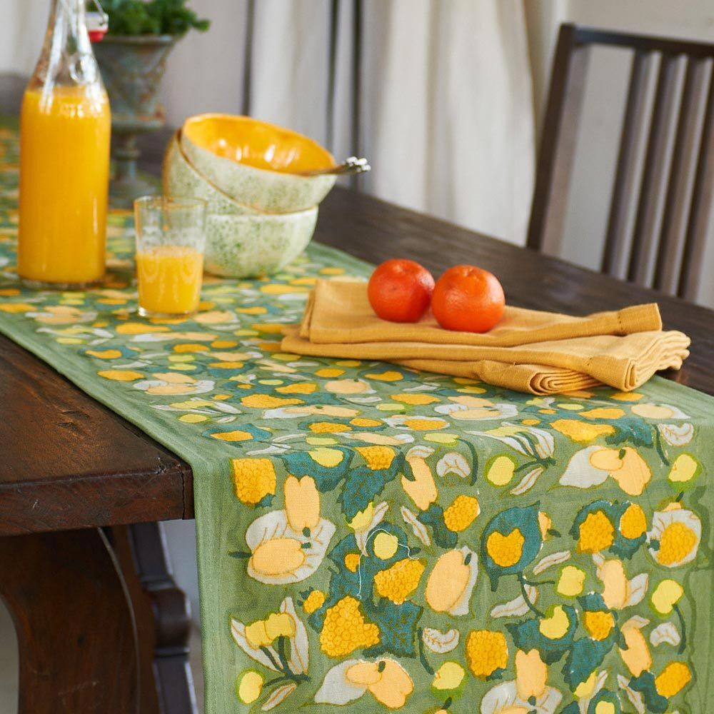 Yellow and green fruit table runner