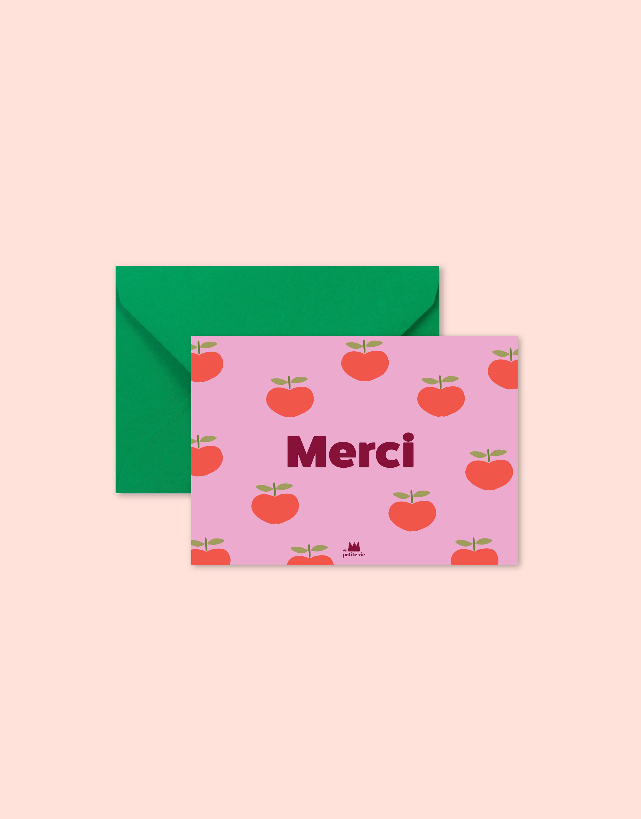 Mini carte "Remerciement" : Merci pommes (avec enveloppe)