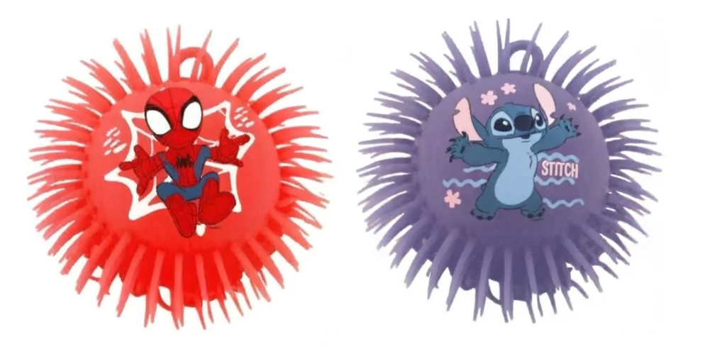 Bola de caucho Yoyo duveteuse SPIDEY et STITCH 12 cm 2 Surtidos