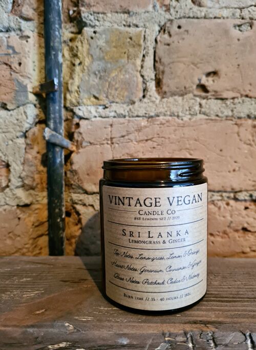 Sri Lanka Lemongrass & Ginger Vintage Vegan Soy Travel Candle