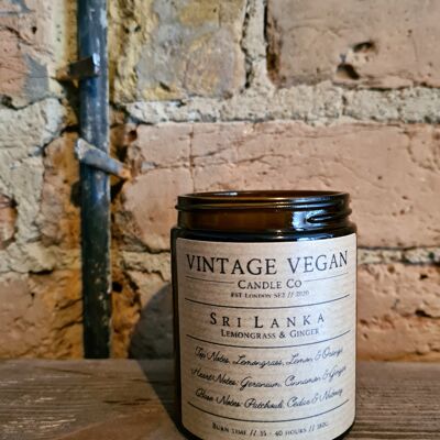 Sri Lanka Lemongrass & Ginger Vela de viaje de soja vegana vintage