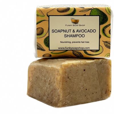 Soapnut & Avocado Solid Shampoo Bar, Natural & Handmade, Approx. 120g