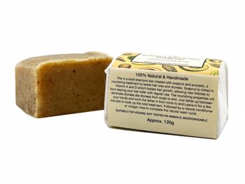 Barre de shampooing solide à la noix de savon et à l'avocat, naturelle et faite à la main, env. 120g 3