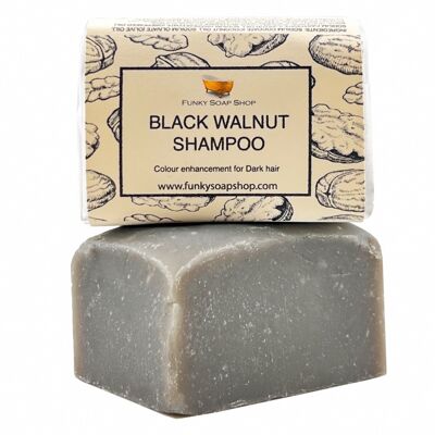 Barre de shampooing solide à la noix noire pour cheveux foncés, naturelle et faite à la main, environ 120 g