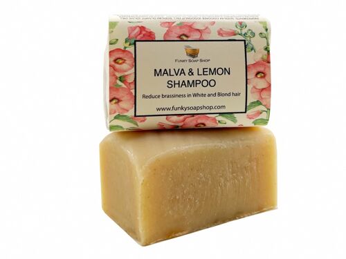 Malva And Lemon Shampoo For Grey And Bright Hair, Natural & Handmade, Approx 120g