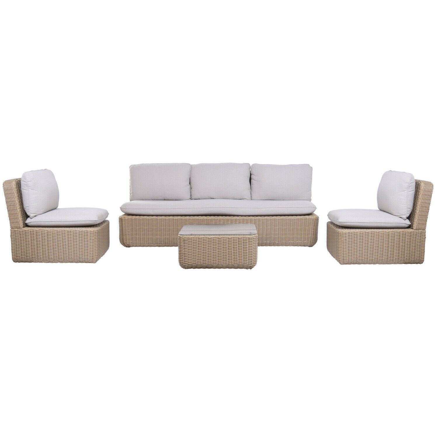 Sofa set 4 ratan sintetico aluminio 215x90x75 MB224518