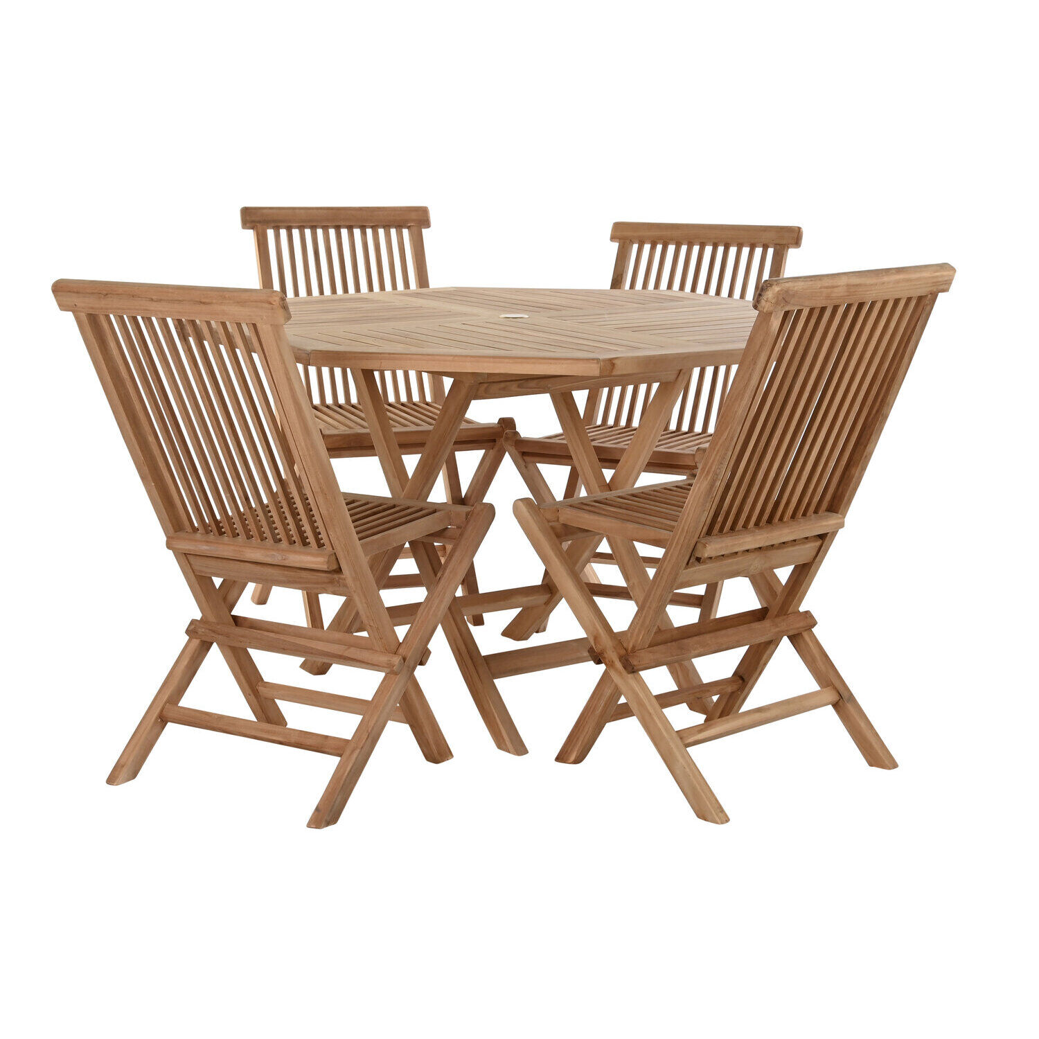 Mesa comedor set 5 teca 120x120x75 4 sillas plegab MB193185