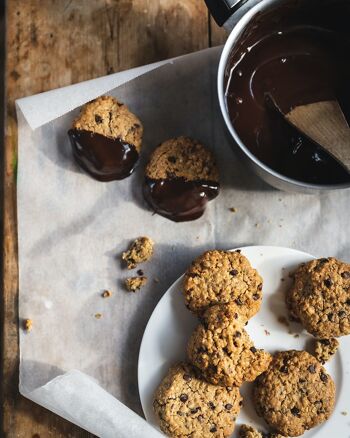 Préparation bio pour gâteau: Cookies 2 chocolats et flocons d'avoine - pour 8 cookies - 320g 4