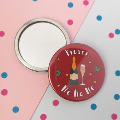 Funny Prosecco Christmas compact mirror - 58mm