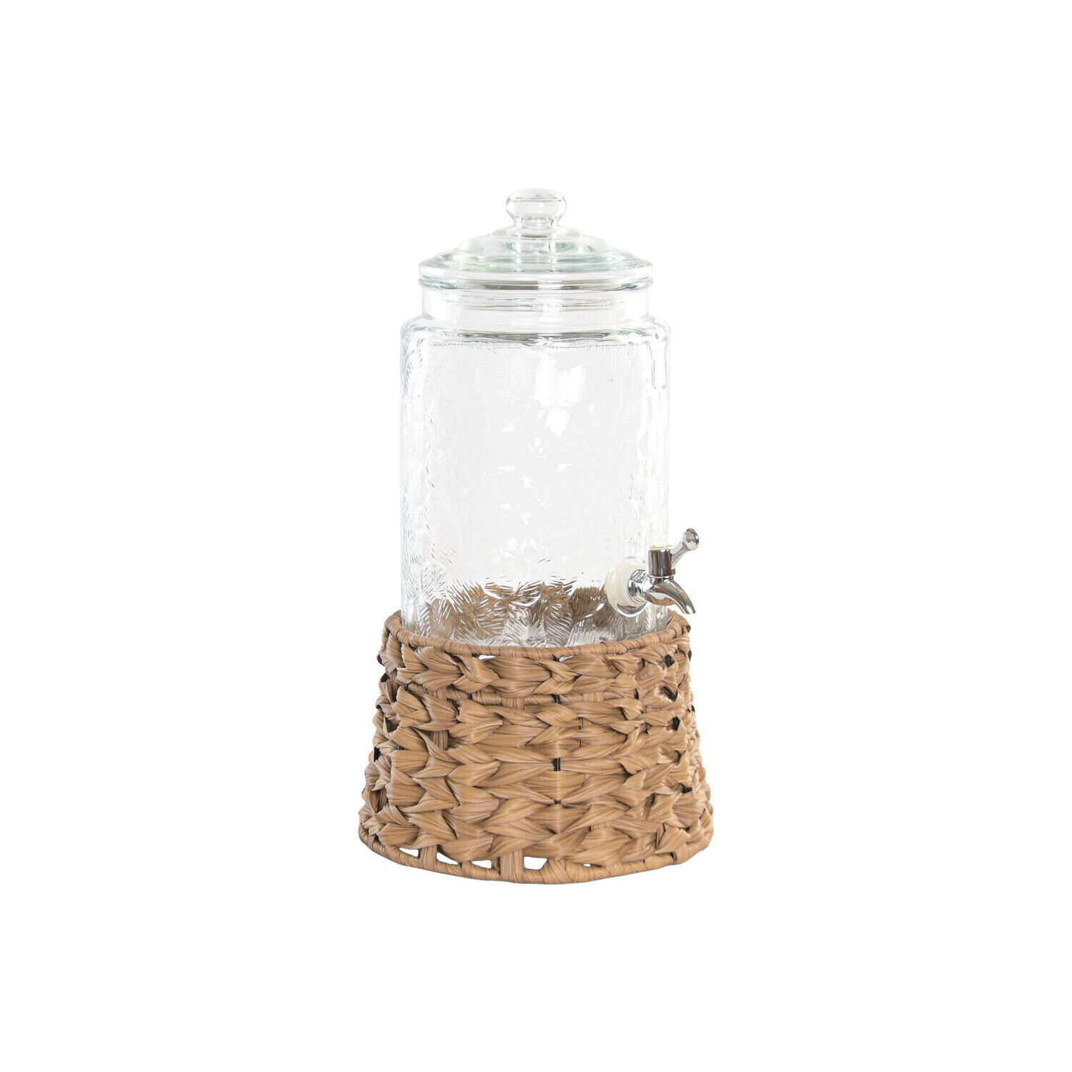 Glass and wicker beverage dispenser 19x19x33 6l PC227651