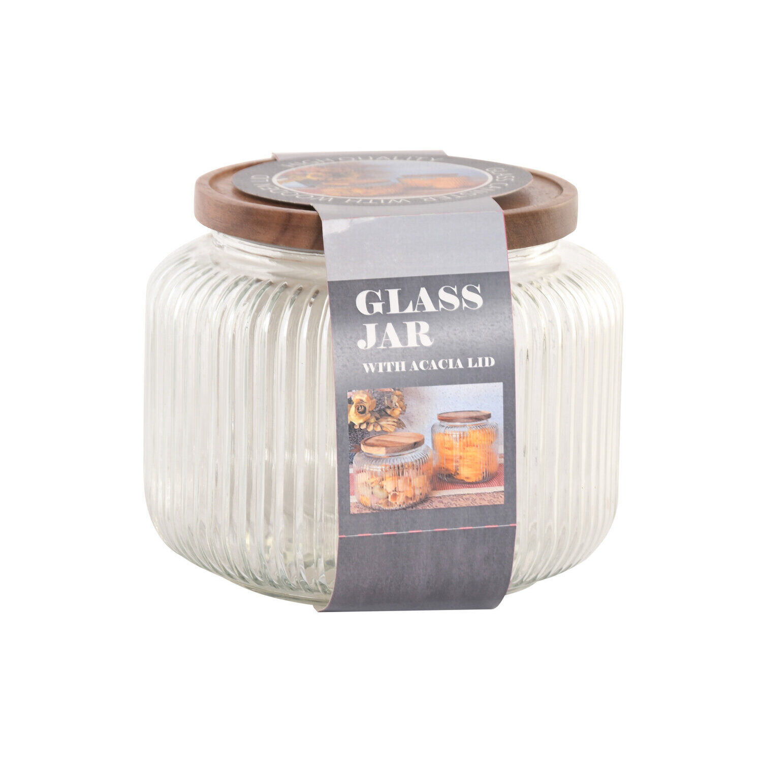 Acacia glass jar 19x19x16 3l transparent PC227739
