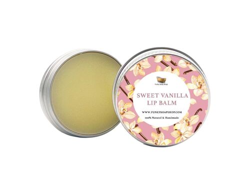 Sweet Vanilla Lip Balm, 100% Handmade And Natural, 1 Tin Of 15g