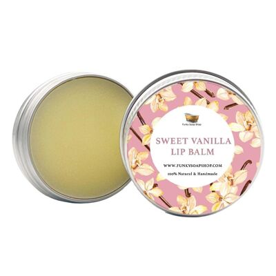 Balsamo per labbra alla vaniglia dolce, 100% fatto a mano e naturale, 1 barattolo da 15 g