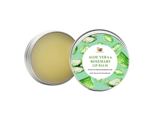 Aloe Vera & Rosemary Lip Balm, 100% Handmade And Natural, 1 Tin Of 15g