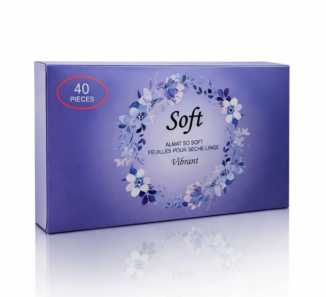 40-Pack Soft tumble dryer sheets - Vibrant scent
