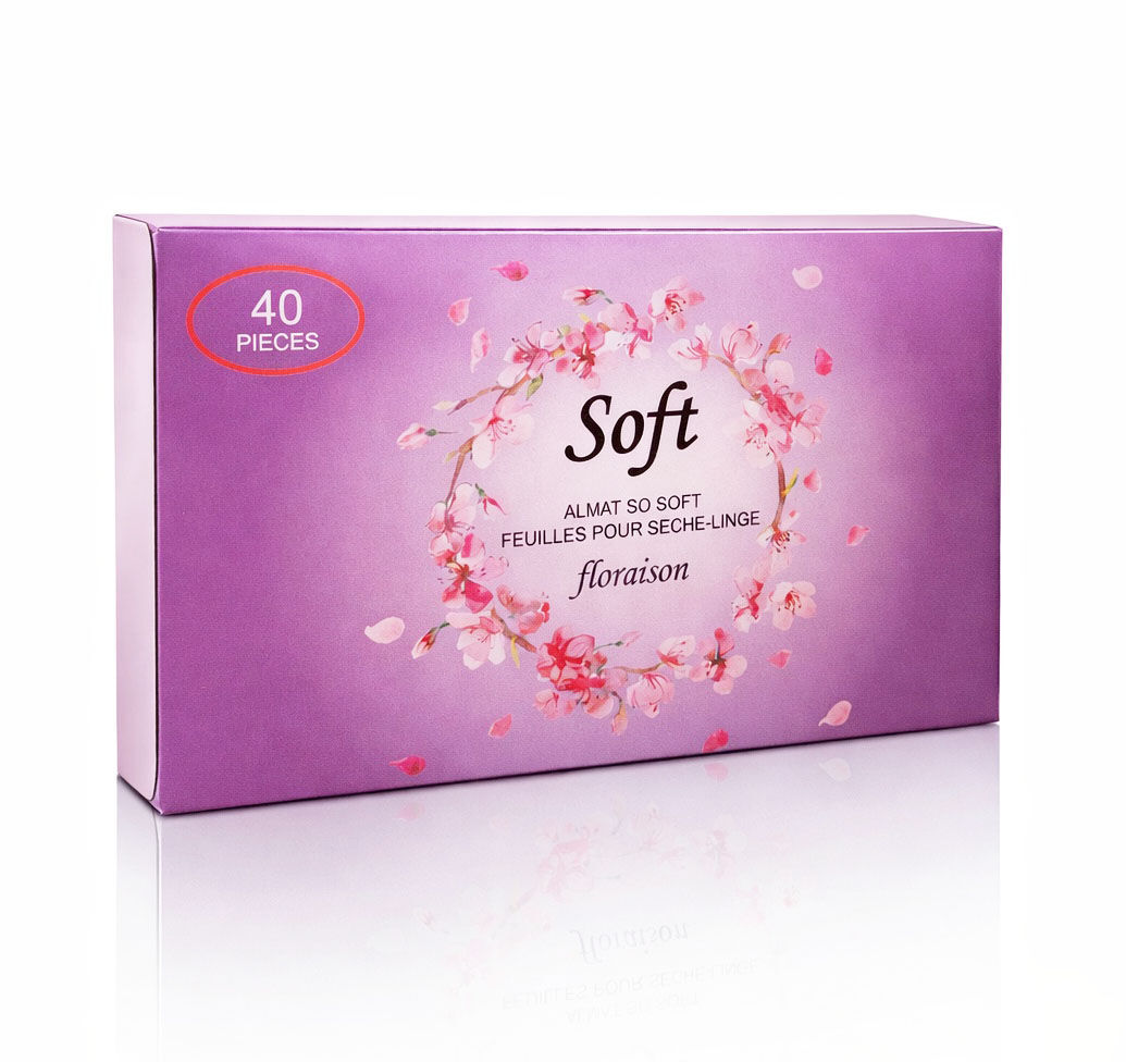 40-Pack Soft tumble dryer sheets - Floral scent