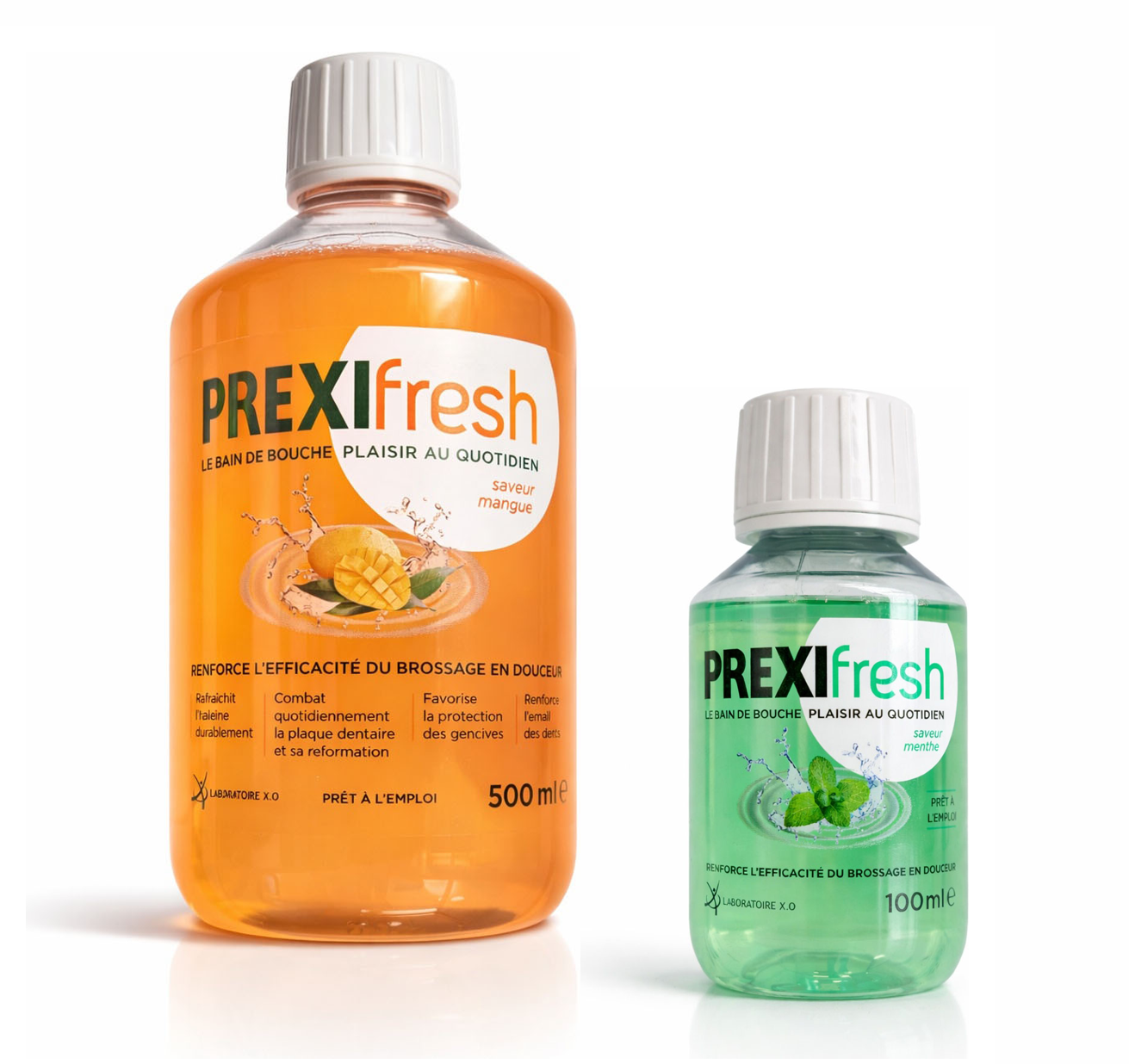 2-Pack PREXIfresh oral care mouthwash 500ml Mango Flavor & 100ml Mint Flavor