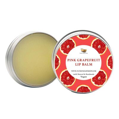 Vegan Pink Grapefruit Lip Balm, 100% Handmade And Natural, 1 Tin Of 15g