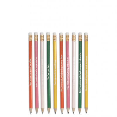 Escribir en juego de lápices, cumplidos de bloques de color