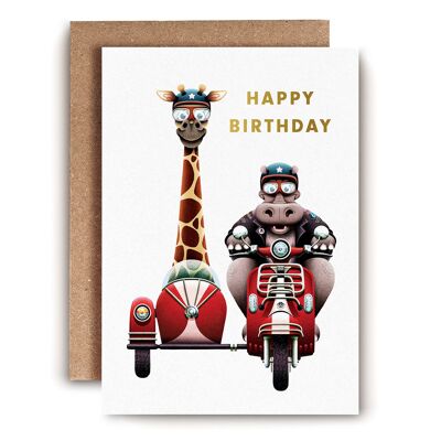 Giraffe & Hippo Children's Card