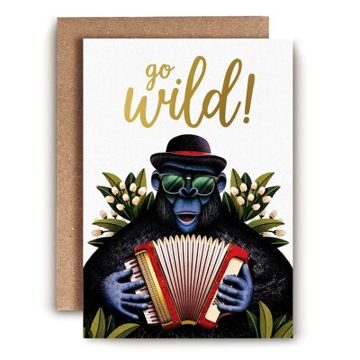 Gorilla's Accordian Birthday Card