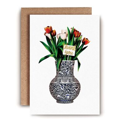 Vase of Tulips Thank You Card