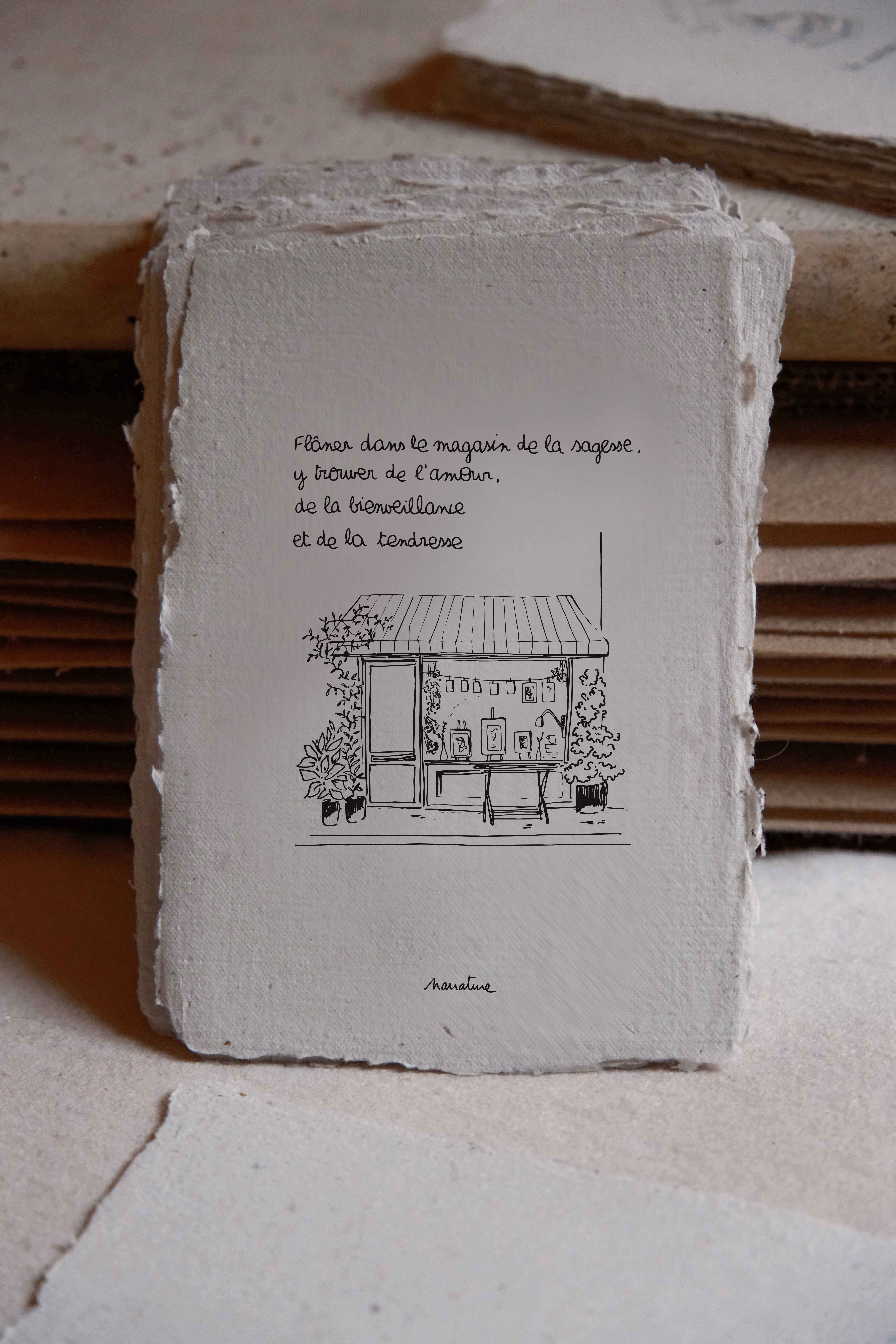 The Wisdom Shop – 10x15-Karte, handgeschöpftes Papier und Recycling-Umschlag