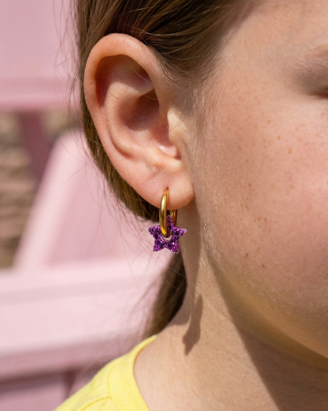 Mini Boucles d'Oreilles Enfants Etoile Violet