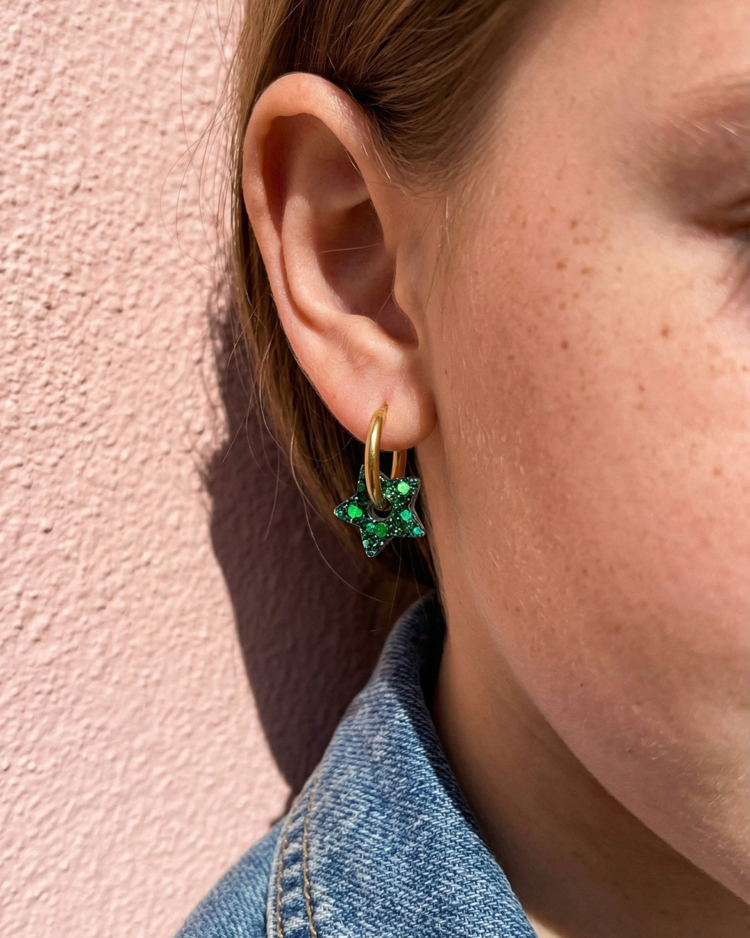 Mini Boucles d'Oreilles Enfants Etoile Emeraude