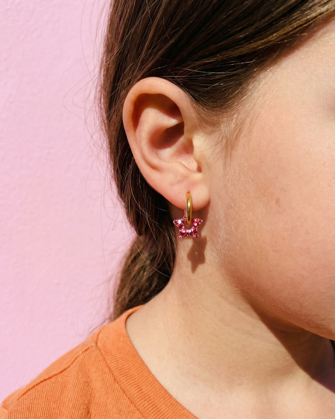 Mini Boucles d'Oreilles Enfants Etoile Rose